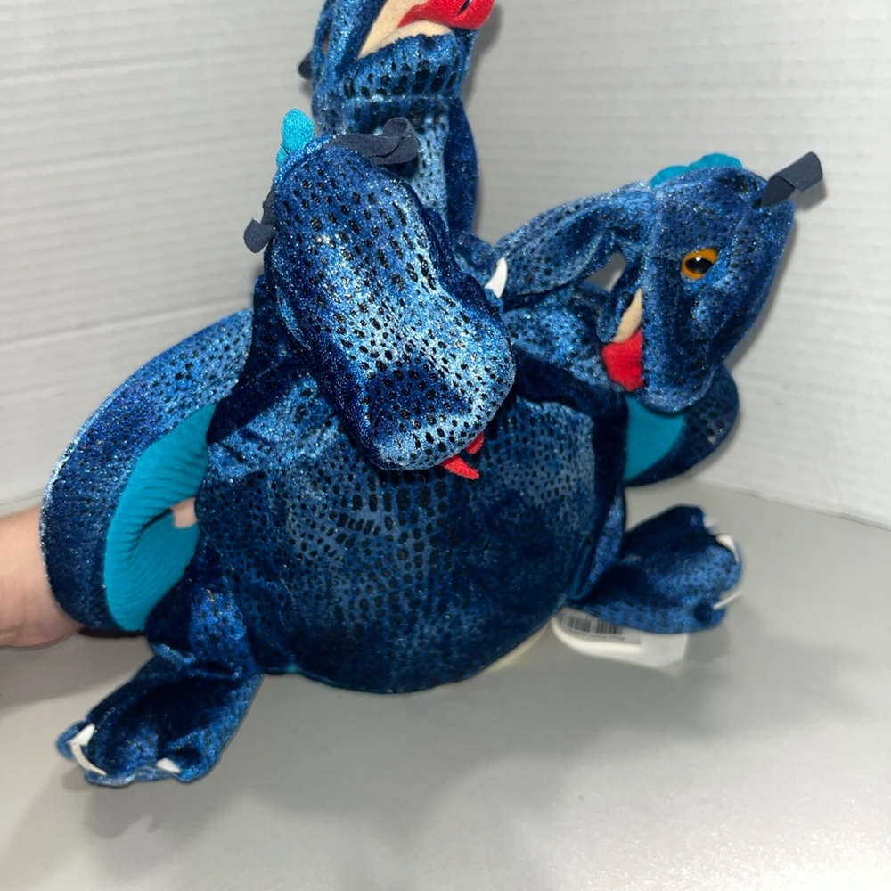 Folkmanis 12” Blue Three Headed Dragon Soft Plush Winged Hand Puppet Toy